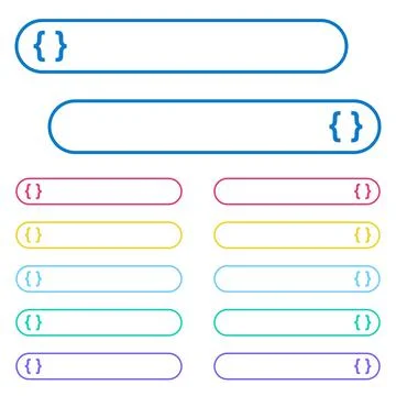 Programming code icons in rounded color menu buttons Illustration