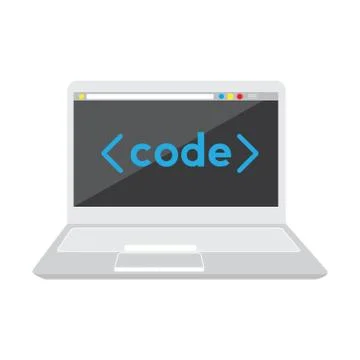 Programming code on a laptop icon Stock Illustration