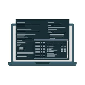 Programming code in laptop 스톡 일러스트