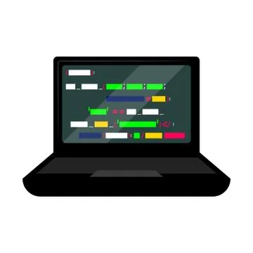 Programming code on a laptop screen Illustrazione stock