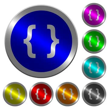Programming code luminous coin-like round color buttons 库存插图