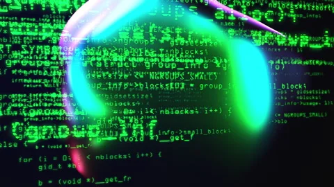 Programming code with metaballs Stock Footage 309446813
