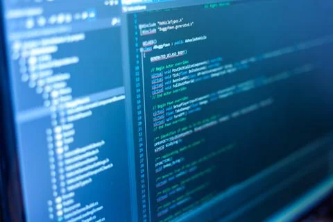 Programming code on a monitor. Foto stock