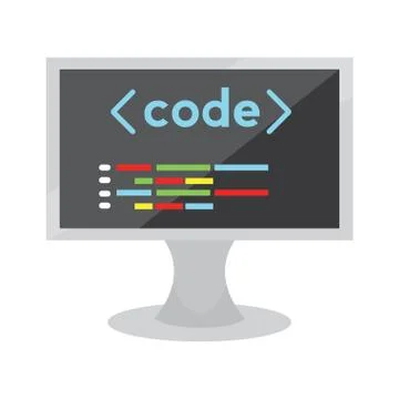 Programming code on a monitor screen Stock Illustration