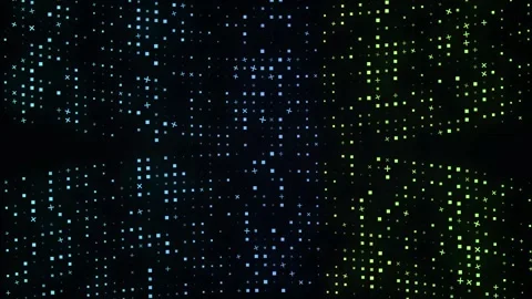 Programming code moving as abstract digital data symbols with blue and yellow Video stock 346705606