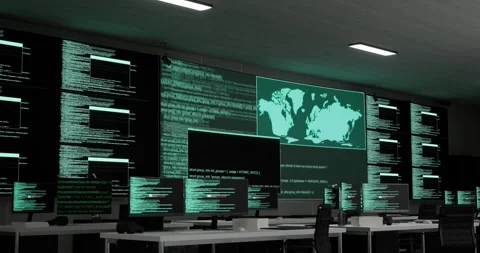 Programming Code Moving On Black Screen Background Terminal Window Desktops Stock Footage 245288679