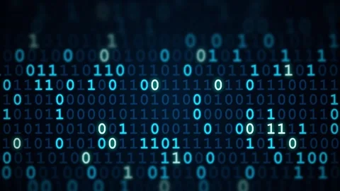 Programming code moving with blue binary digits on a dark background Stock Footage 346705720