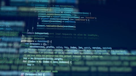 Programming code moving on a computer screen. Stock Footage 113151639
