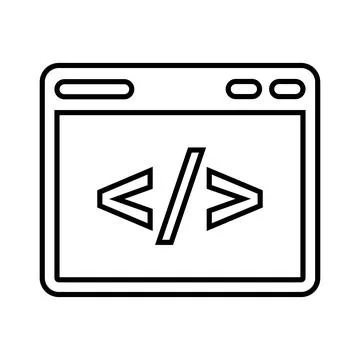 Programming, code outline icon. Line art vector. Stock Illustration