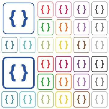 Programming code outlined flat color icons 스톡 일러스트