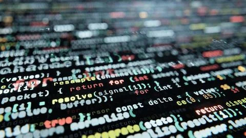 Programming code in perspective for an IT technology background 스톡 일러스트