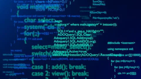 Programming code. Programming language strings. Coding. 3D render. Illustrazione stock