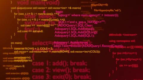 Programming code. Programming language strings. Coding. 3D render. Stock Illustration