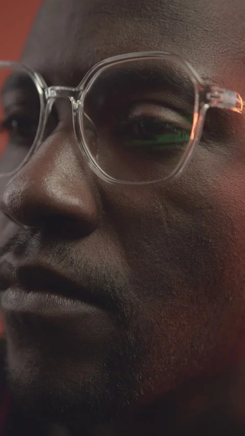 Programming Code Reflecting in Eyeglasses of Programmer Stock Footage 259939171