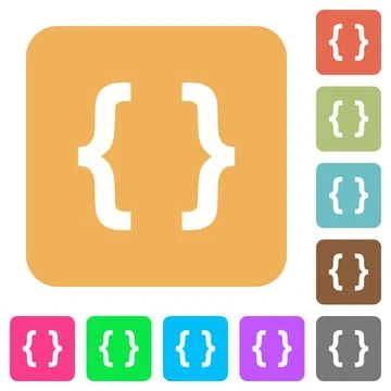 Programming code rounded square flat icons Stock-Illustration