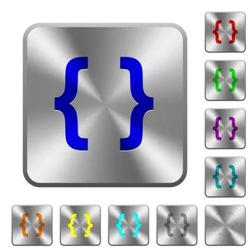 Programming code rounded square steel buttons Stock Illustration