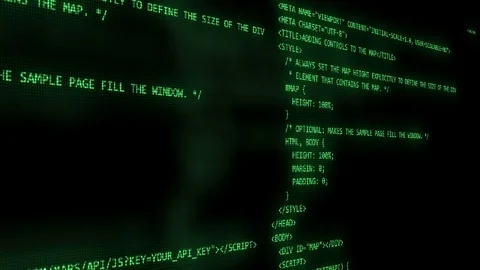 Programming Code Running On Computer Screen Stock Footage 92839942