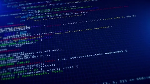 Programming code running computer screen terminal. developing programming Stock Footage 246628921
