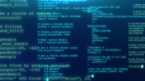 Programming code running computer screen terminal. developing programming Stock Footage 247038410
