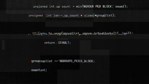 Programming code running on computer screen. Glitched and color distorted Stock Footage 306308735