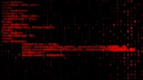 Programming code running down with binary red background . Stock Footage 109473555
