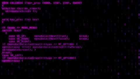 Programming code running down  with binary violet background . 4k loop Stock Footage 109473773