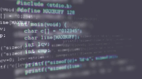 Programming code running down a computer screen terminal Video stock 55452931