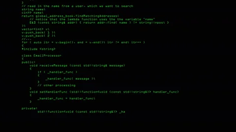 Programming code running down on computer screen Stock Footage 65205741
