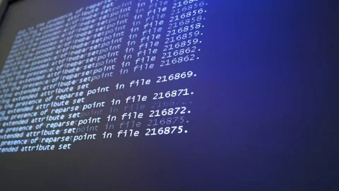 Programming code running down a computer screen terminal Stock Footage 72570221