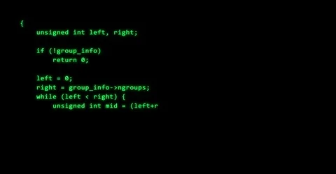 Programming code running down a computer screen terminal Stock Footage