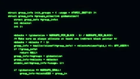Programming code running down a computer screen terminal. 3d illustration Stock Illustration