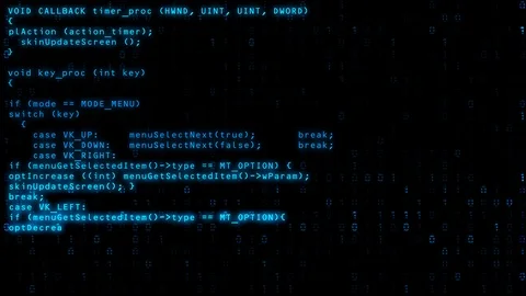 Programming code running down a old computer screen terminal Stock Footage 104790536