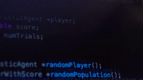 Programming code running down over computer screen terminal Stock Footage 70228911