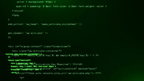 Programming code running down in terminal Stock Footage