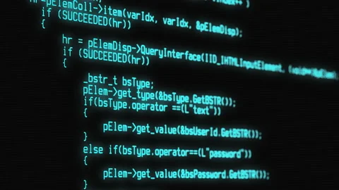 Programming code running over computer screen terminal, hacking concept Stock Footage 150335845
