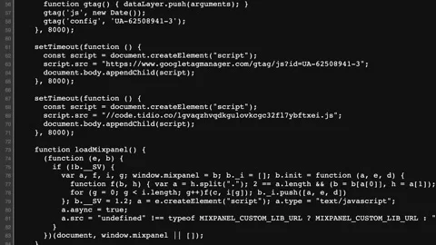 Programming code running over computer screen terminal. Stock Footage 170372861
