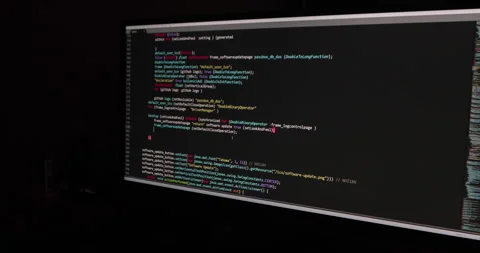 Programming Code Running Over Computer Screen Terminal. Stock-Footage 243624839