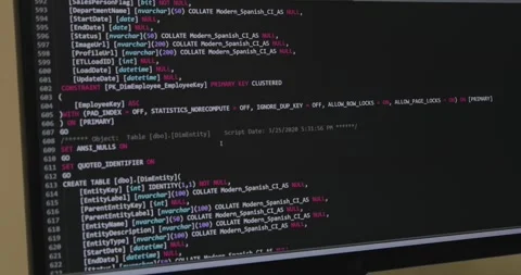 Programming Code Running Over Computer Screen Terminal. Video stock 243839053