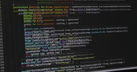 Programming Code Running Over Computer Screen Terminal. Video stock 243839055