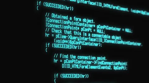 Programming code running over computer screen terminal, hacking concept Stock Illustration
