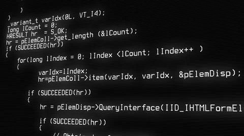 Programming code running over computer screen terminal, hacking concept. 3d r Stock Illustration