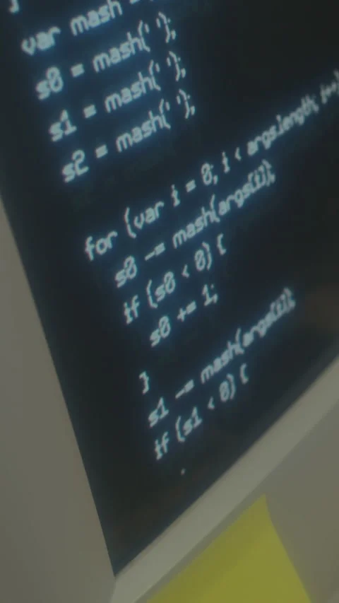 Programming Code Running on Retro Computer Screen Stock Footage 284526099