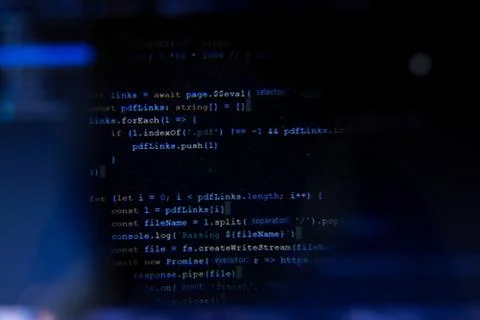 Programming code on screen close up Foto stock