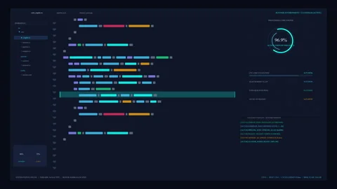 Programming code screen interface animation showing software development Vídeo Stock 347212740
