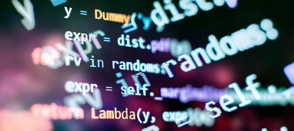 Programming code screen of software developer. Software Programming Work Ti.. 写真素材