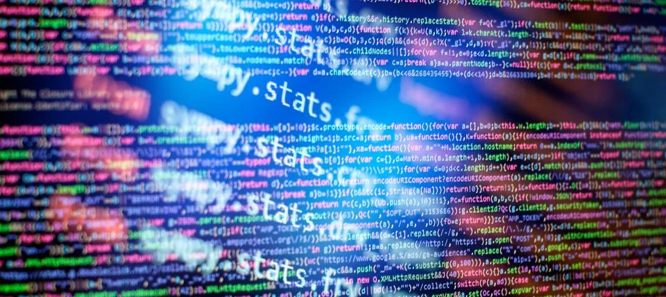 Programming code screen of software developer. Software Programming Work Ti.. 写真素材