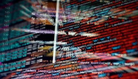 Programming code screen of software developer. Software Programming Work Ti.. 스톡 사진