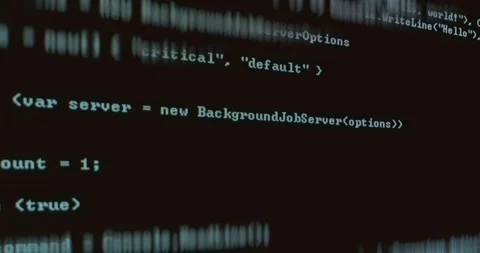 Programming code for setting up a background job server Stock Footage 321756855