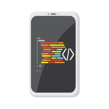 Programming code on a smartphone icon 스톡 일러스트