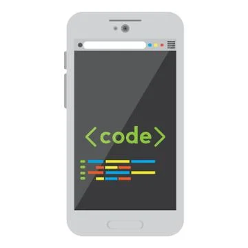 Programming code on a smartphone icon Stock Illustration